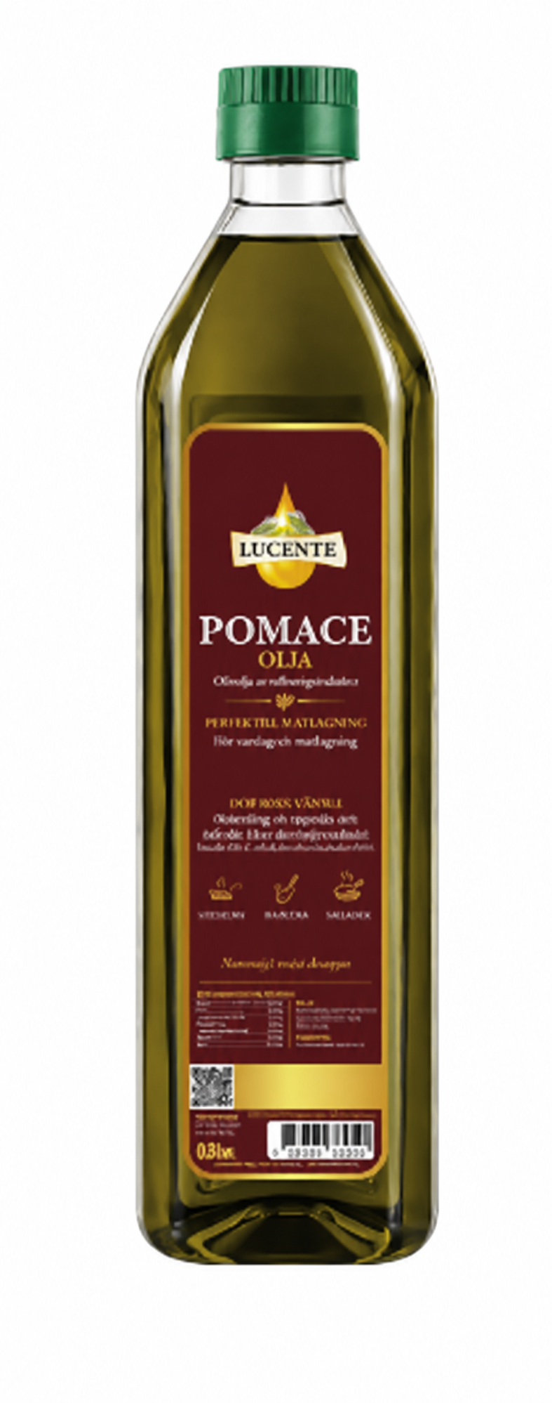 Пляшка оливкової олії на білому тлі Pomace olja 900 ml x 12 st - Bild 1